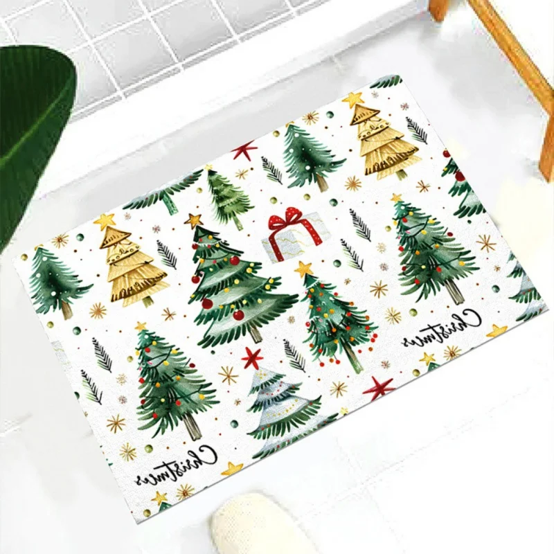 Christmas Entrance Mat Diatom Mud Foot Mat Bathroom Non-slip Absorbent Christmas Tree Carpet