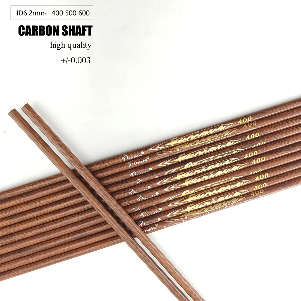 

6/12pcs Archery Carbon Arrows Shaft Spine 400 500 600 ID6.2mm 32 Inch Wood Skin Compound Recurve Bow Longbow Hunting Shooting