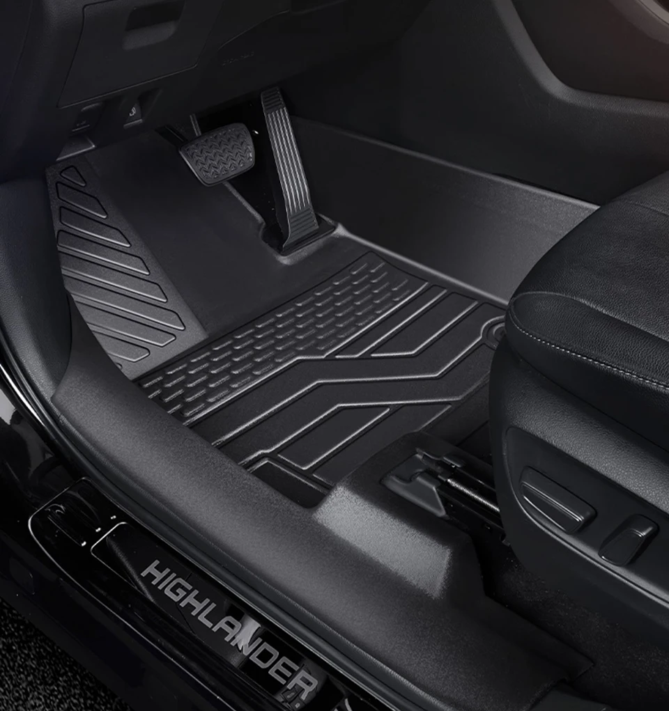 Gummi-Fußmatten-Set für Toyota Highlander 2022, wasserdicht, Dropshipping, Innenraumzubehör, 100 % passgenau, Leder-Teppich – Detail 1