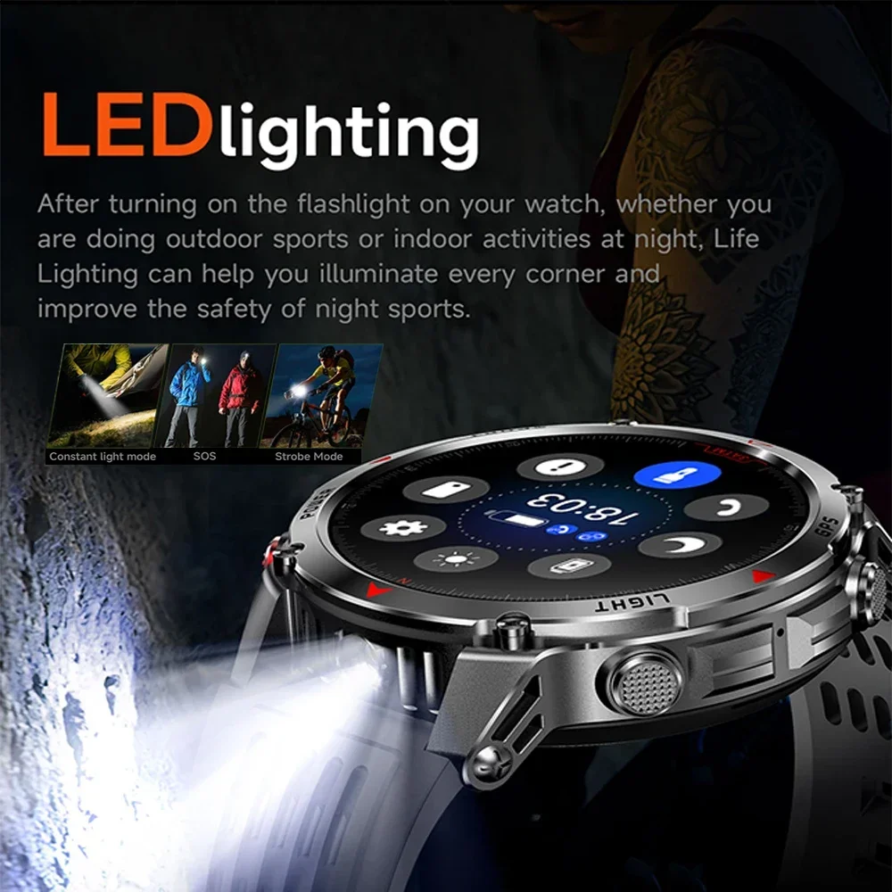 2025 جديد لتحديد المواقع المقتفي الرياضة Smartwatch للرجل في الهواء الطلق ركوب تشغيل 3ATM السباحة مقاوم للماء الساعات البوصلة مقياس الارتفاع ساعة ذكية الرجال