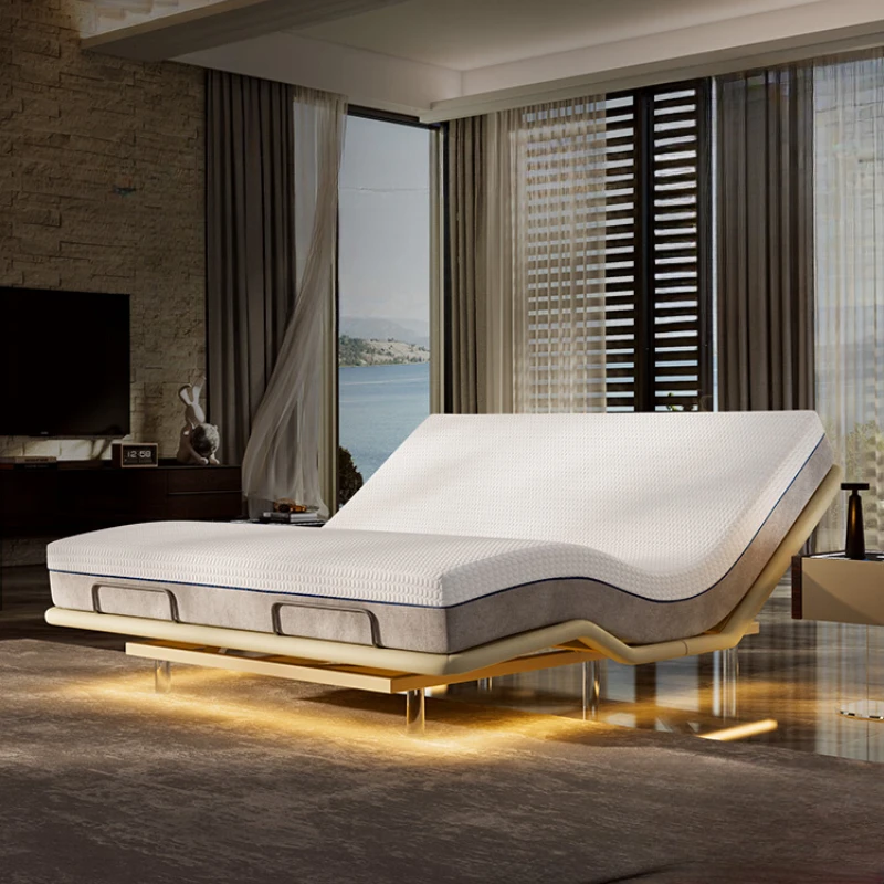 

Adults Electric Modern Double Bed Luxury Lift Up Space Saving Smart Bed Multifunctional Loft Lit 2 Personnes Bedroom Furniture