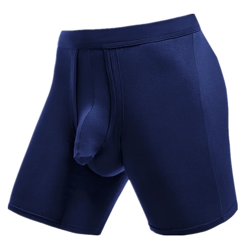 Men's Boxers Shorts Modal Underwear Man Panties Solid Breathable Separation Bullet Pouch Middle Long Leg Underpants Cueca L-6XL