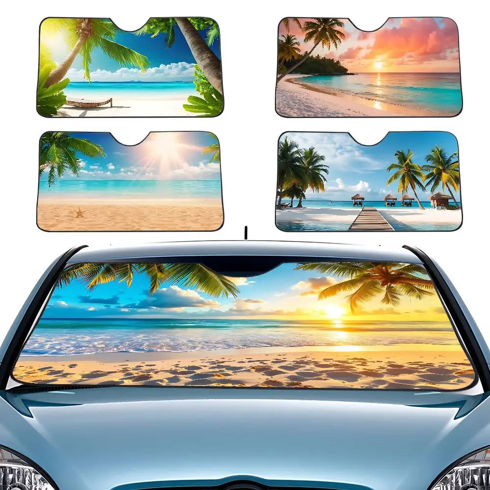 Seaside - Sunshine Car SunShade Windscreen Cover Windshield Car Window Sun Shade Auto Visor Car Accessories