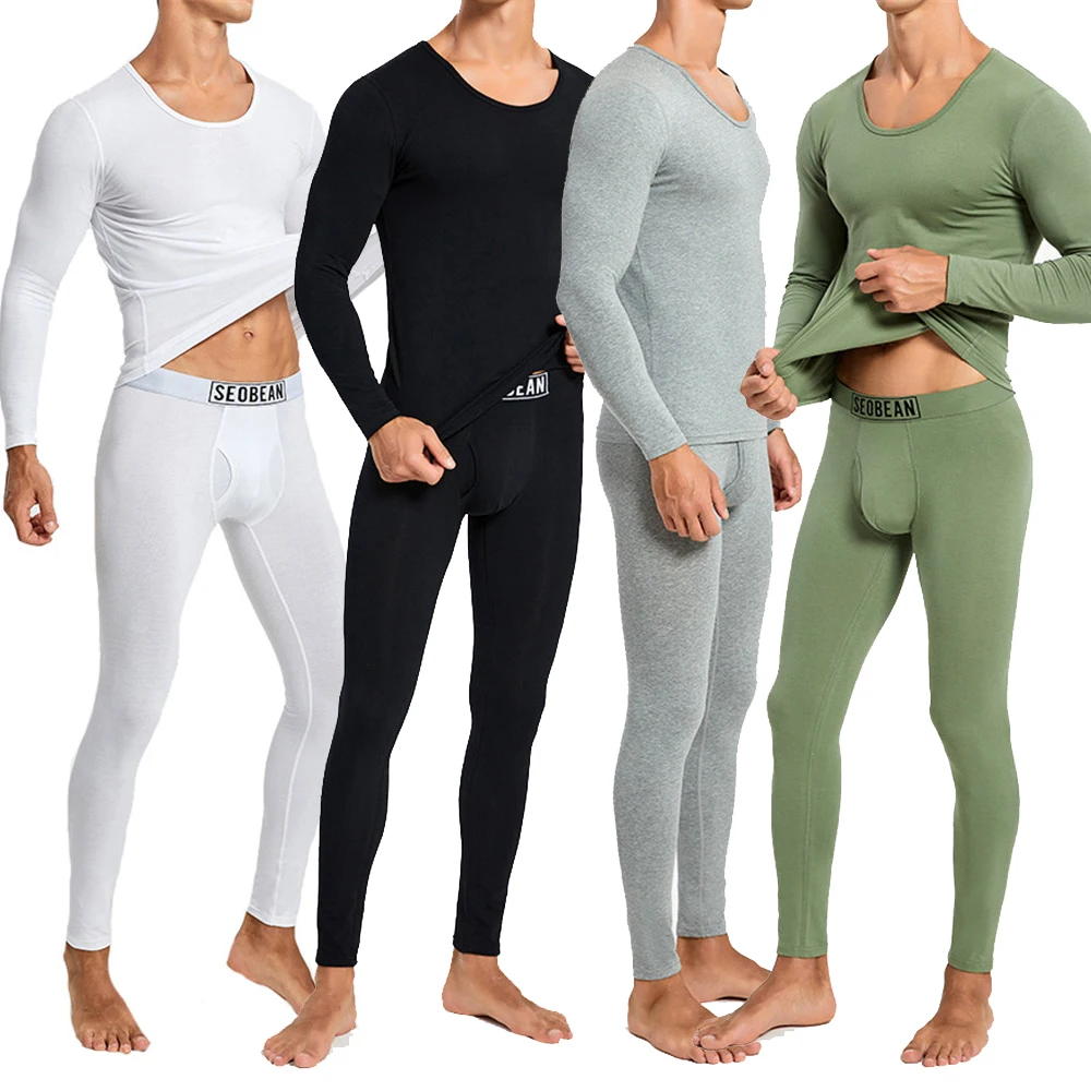 Sexy 2Pcs Underwear Set Mens Cotton Long Johns Comfortable Thermal Underwear Tops & Bottoms Men's Thermal Underwear Sleepwear