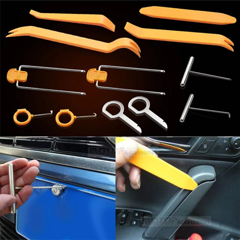 12pcs Car LED Radio Door Clip Audio Panel Repair Pry Removal Installation Tools Set