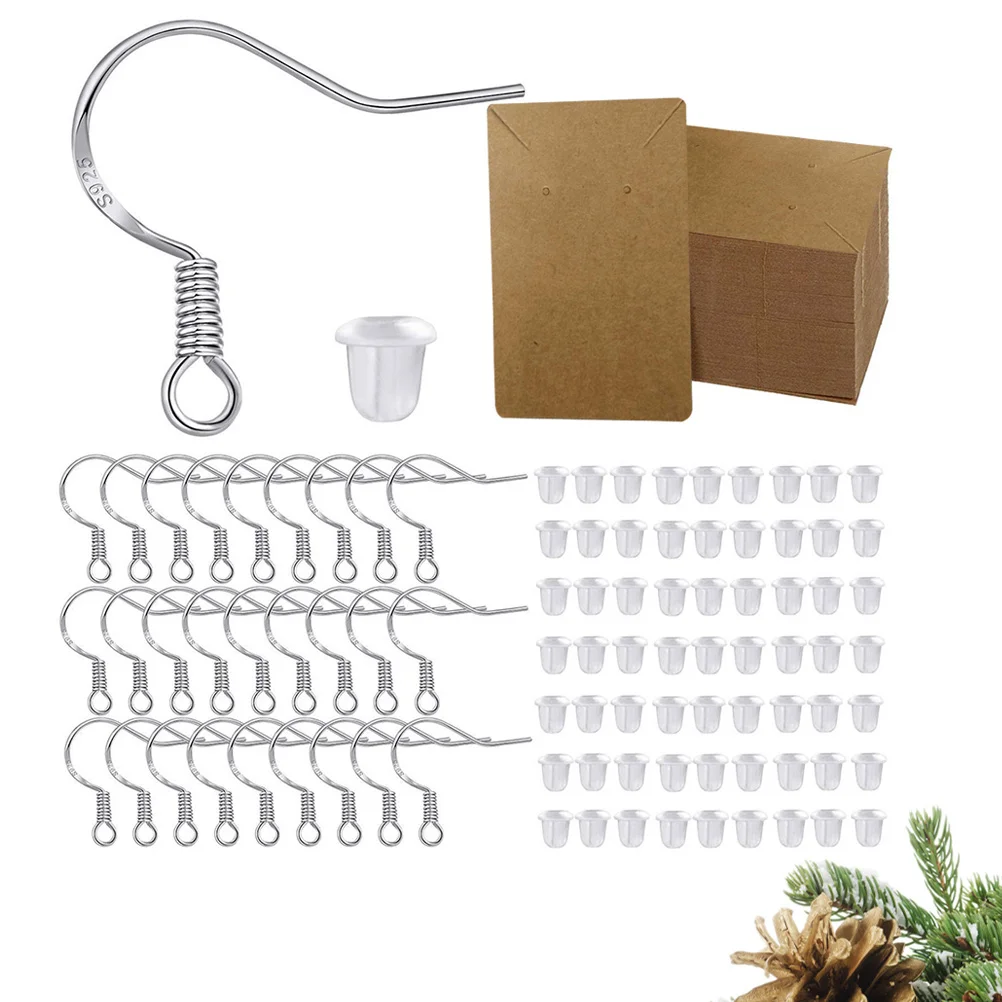 250 Pcs DIY Handmade Earrings Eardrop Material Set Making Kit Paperboard Back Stopping Hook Parts