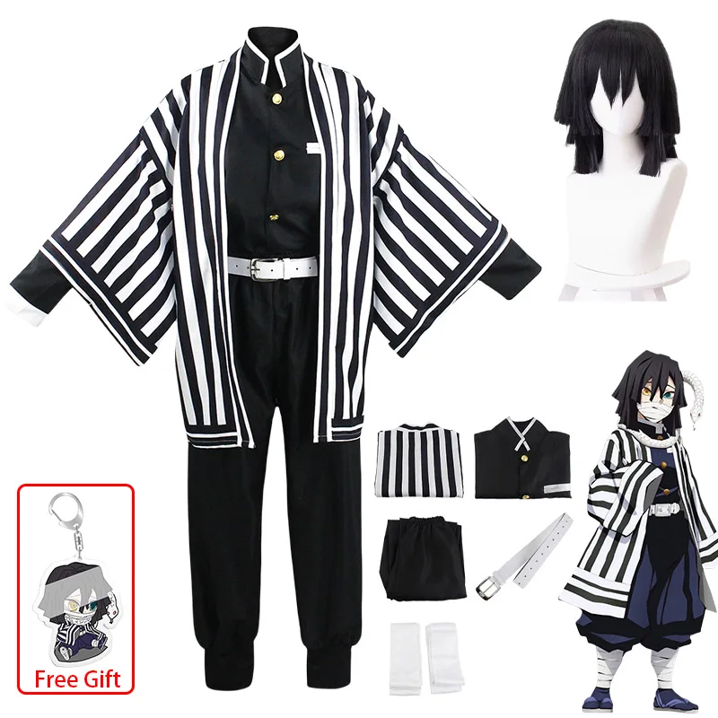 

Аниме Iguro Obanai Косплей Костюм Kimetsu No Yaiba Костюм Obanai Униформа Хаори Плащ Парик Костюмы на Хэллоуин для взрослых мужчин