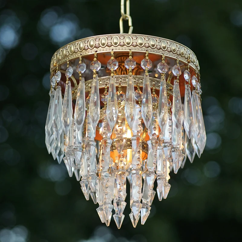 

Customizable Four Layer Icicle Brass Vintage Crystal Chandelier