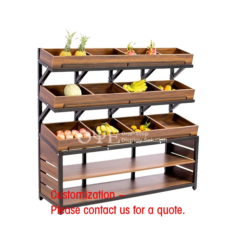custom.Modern Factory Price Supermarket Vegetable and Fruit Shelf Metal Fruit Display Stand Rack Vegetable Shelves Shop