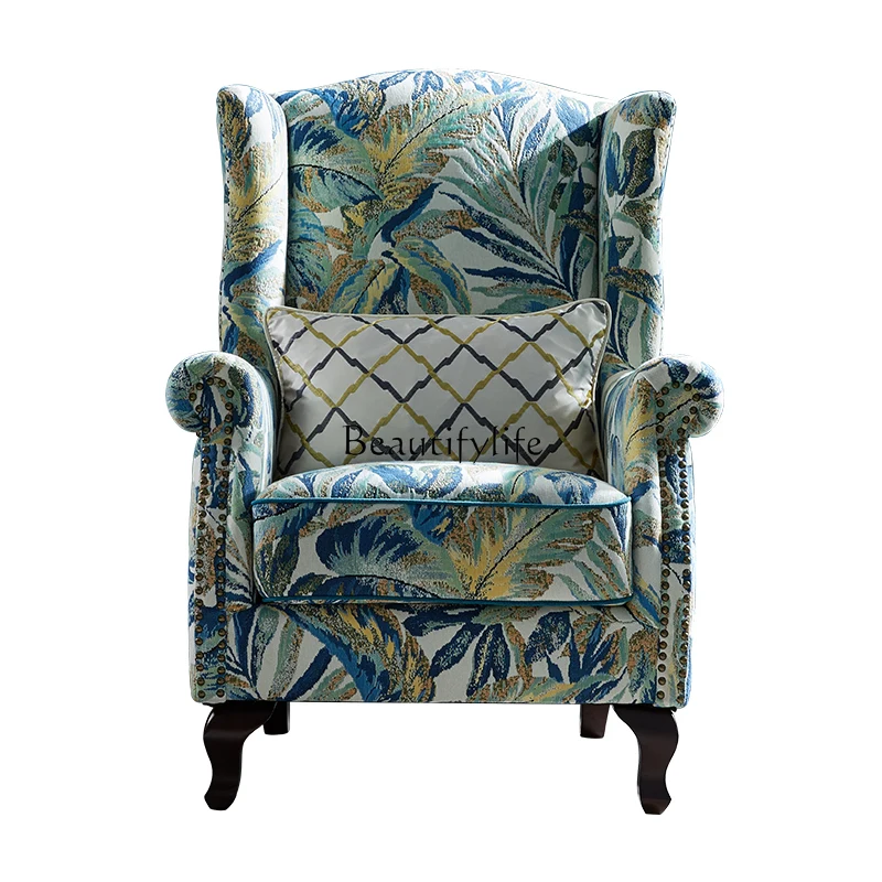 

American Style Tiger Chair Fabric High Back Single Sofa Chair Light Luxury Home Small Apartment