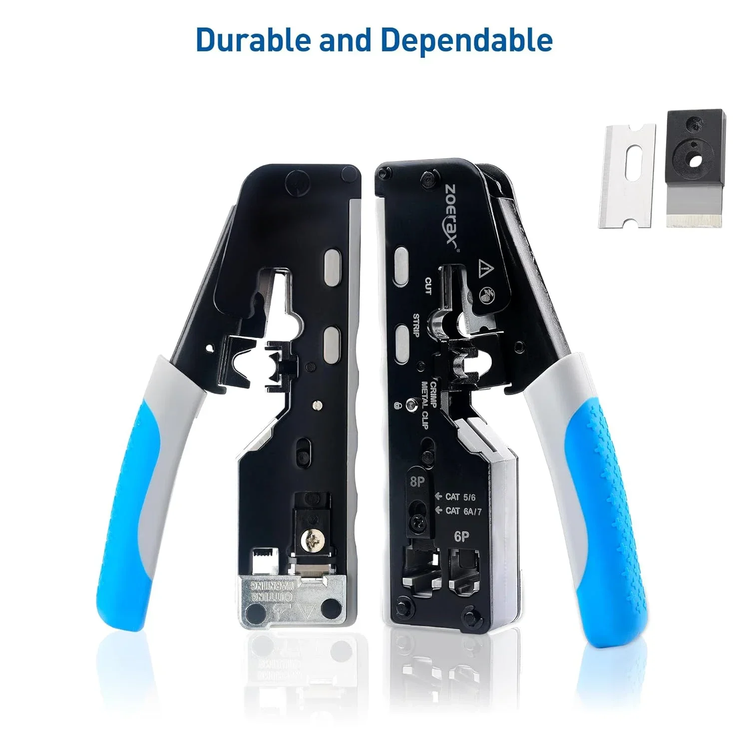 ZOERAX RJ45 Ethernet Crimping Tool for CAT8 Cat7 Cat6a Cat6 Cat5e Ethernet Connectors with wire stripping and cutting functions - view 6