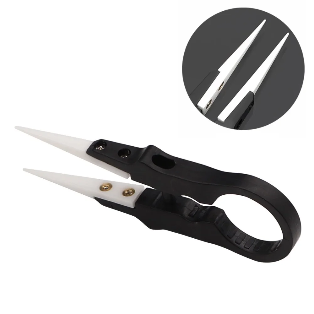 Black Ceramic Tweezers Hand Tool Multifunction Non-magnetic/static Clamp Hand Tool 8cm Electronic Component Pick-up Tweezers