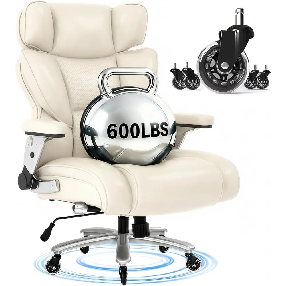 

600lbs Big and Tall Office Chair for Heavy People, with Dynamic Lumbar Support 2D Armrest Blade Wheels,Computer Desk Chair