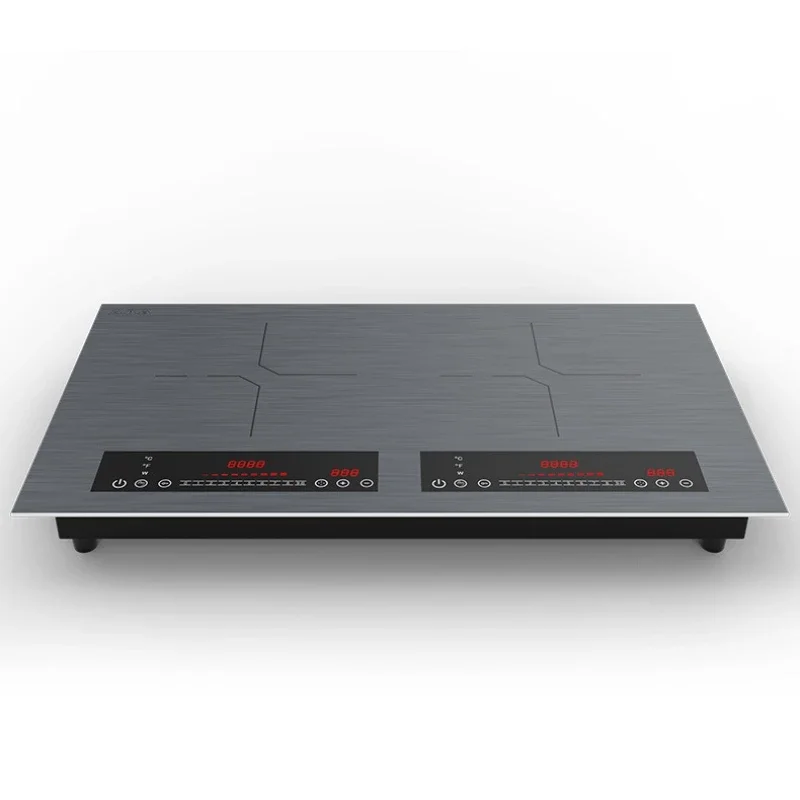 High Power Induction Cooker Double Stove Household Integrated Stove Wire Brushed Panel Black Crystal Plate Fire Boiler