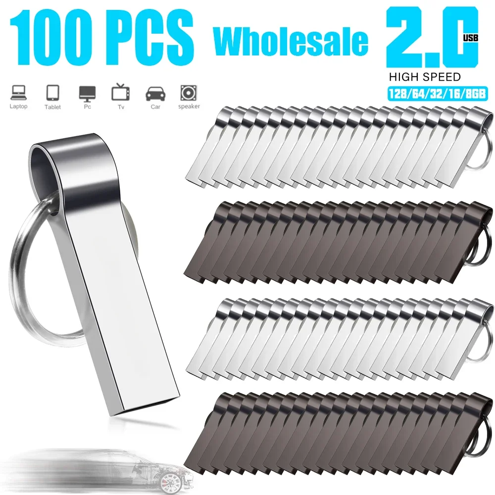 100PCS Lot USB Flash Drive 128GB 100 Pieces Pen Drive 64GB Free Custom Logo Memory Stick 32GB Creative Business Gift Pendrive
