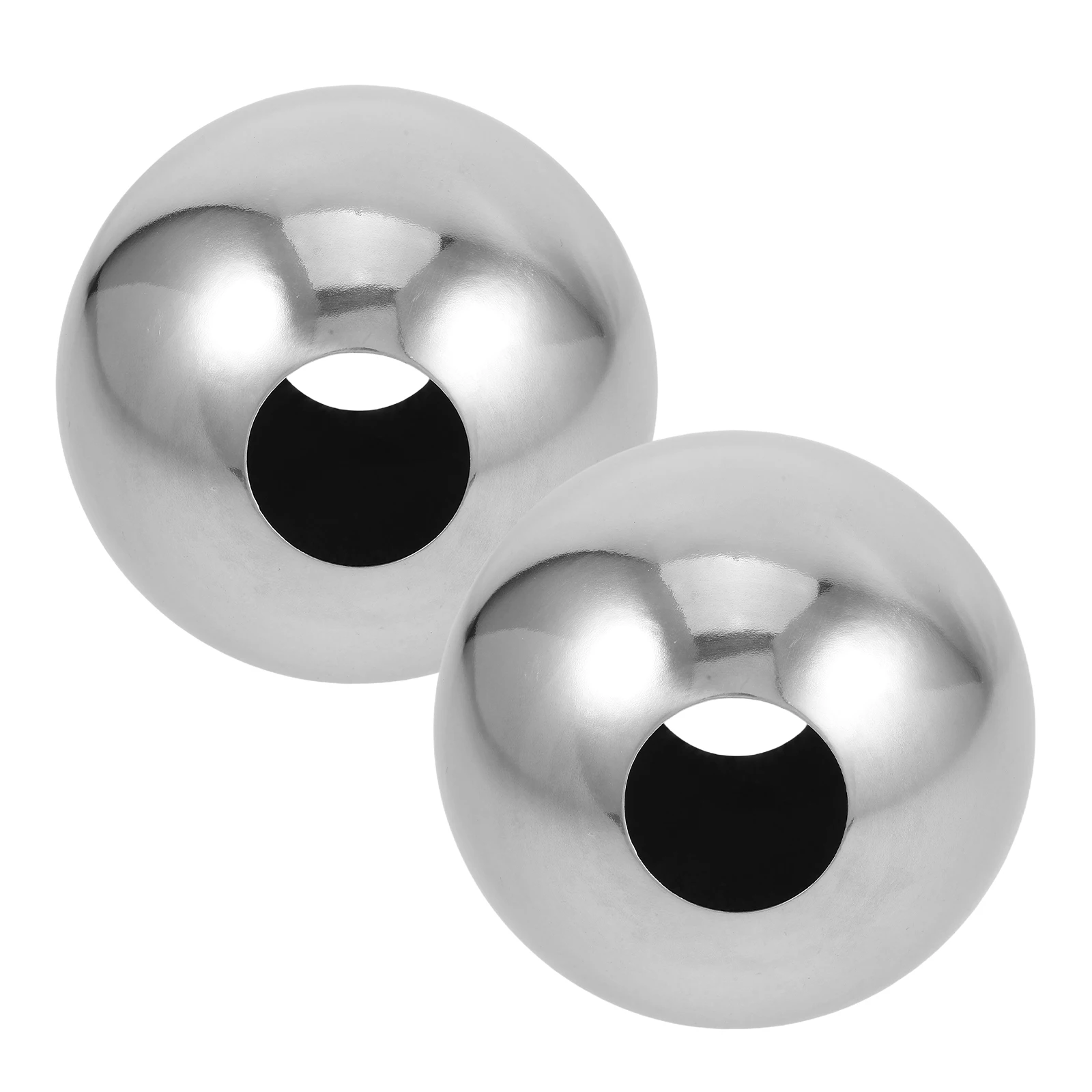 

2 Pcs Perforated Ball Hollow Garden Mirror 201 Stainless Steel Ornament Floating with Hole Reflective
