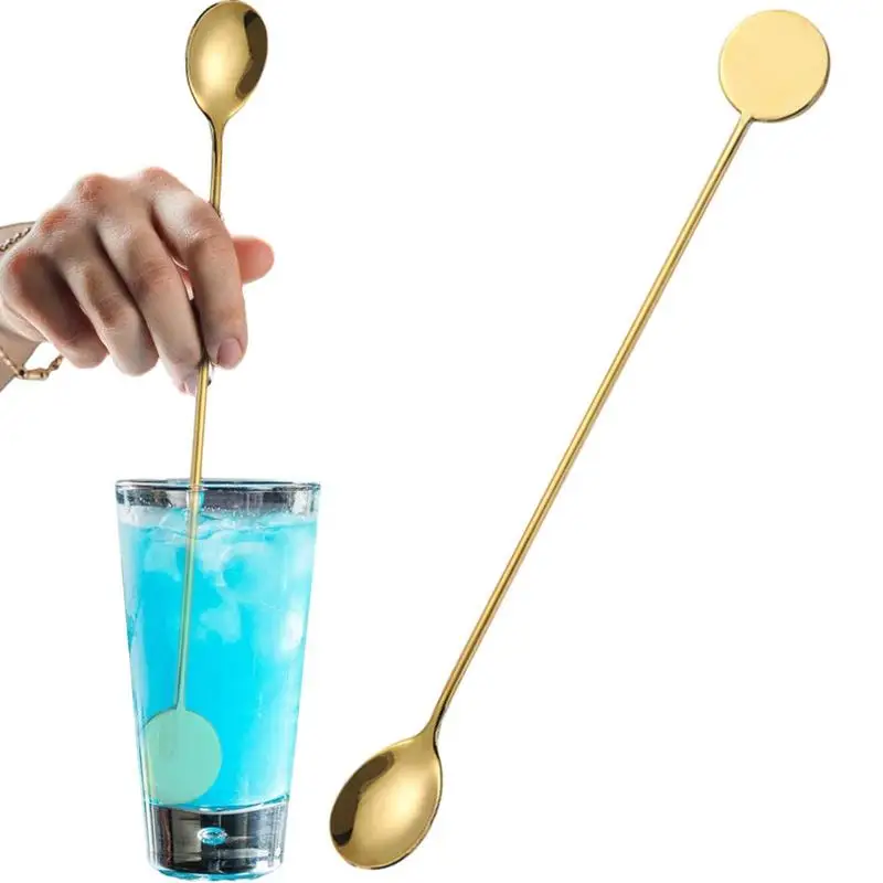 Stir Spoons For Coffee Bar Stainless Steel Long Handle Coffee Spoons Food-Grade Drink Stirrers For Milk Milkshake Juice Reusable