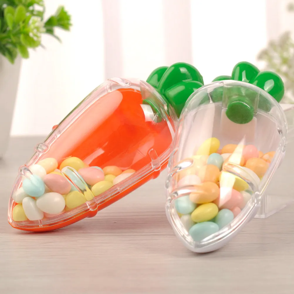 

Набор из 12 пластиковых коробочек в форме моркови для конфет, мини-подарочные коробки для Пасхи, дня рождения, свадьбы, для создания веселой атмосферы