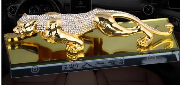 

Fuzi leopard auto ornaments Large alloy diamond Leopard Ornament decoration for vehicle perfume seat