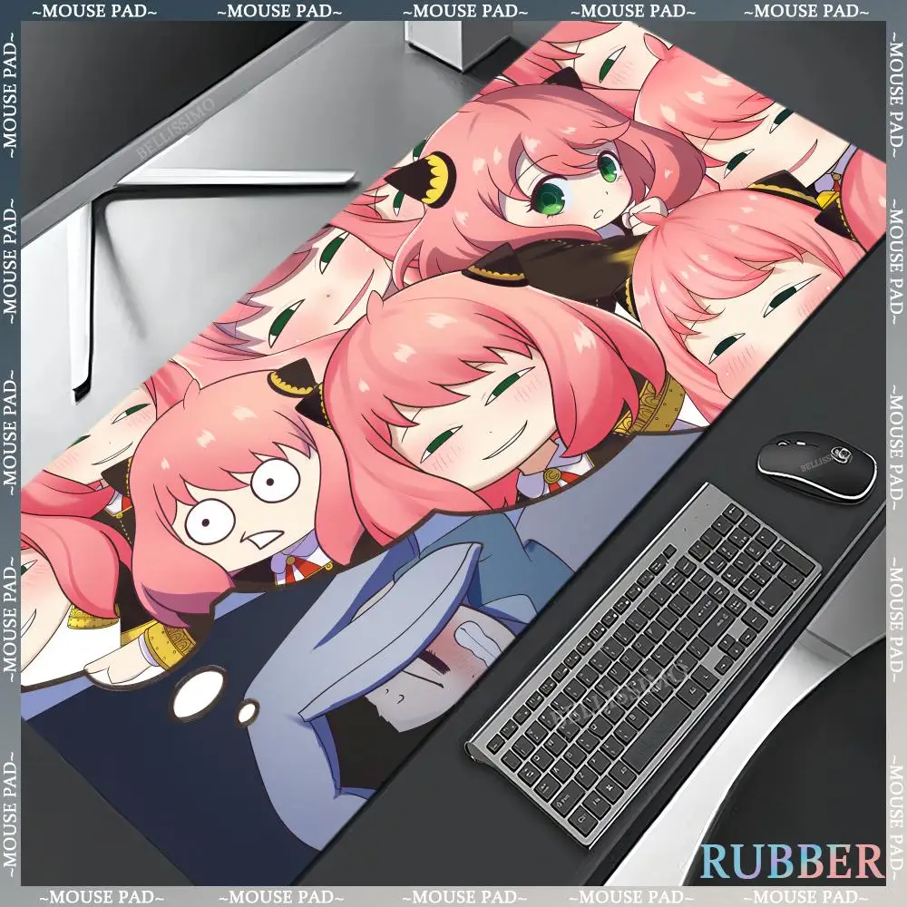 Anime S_Spy X F_Family MousePad Kawaii Girls Desk Pad Gaming Keyboard Pad Oversized Natural Rubber Lock Edge Non-slip Mouse Pad