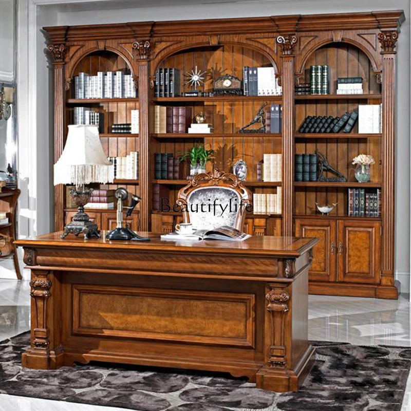 European solid wood single bookcase American combination bookcase