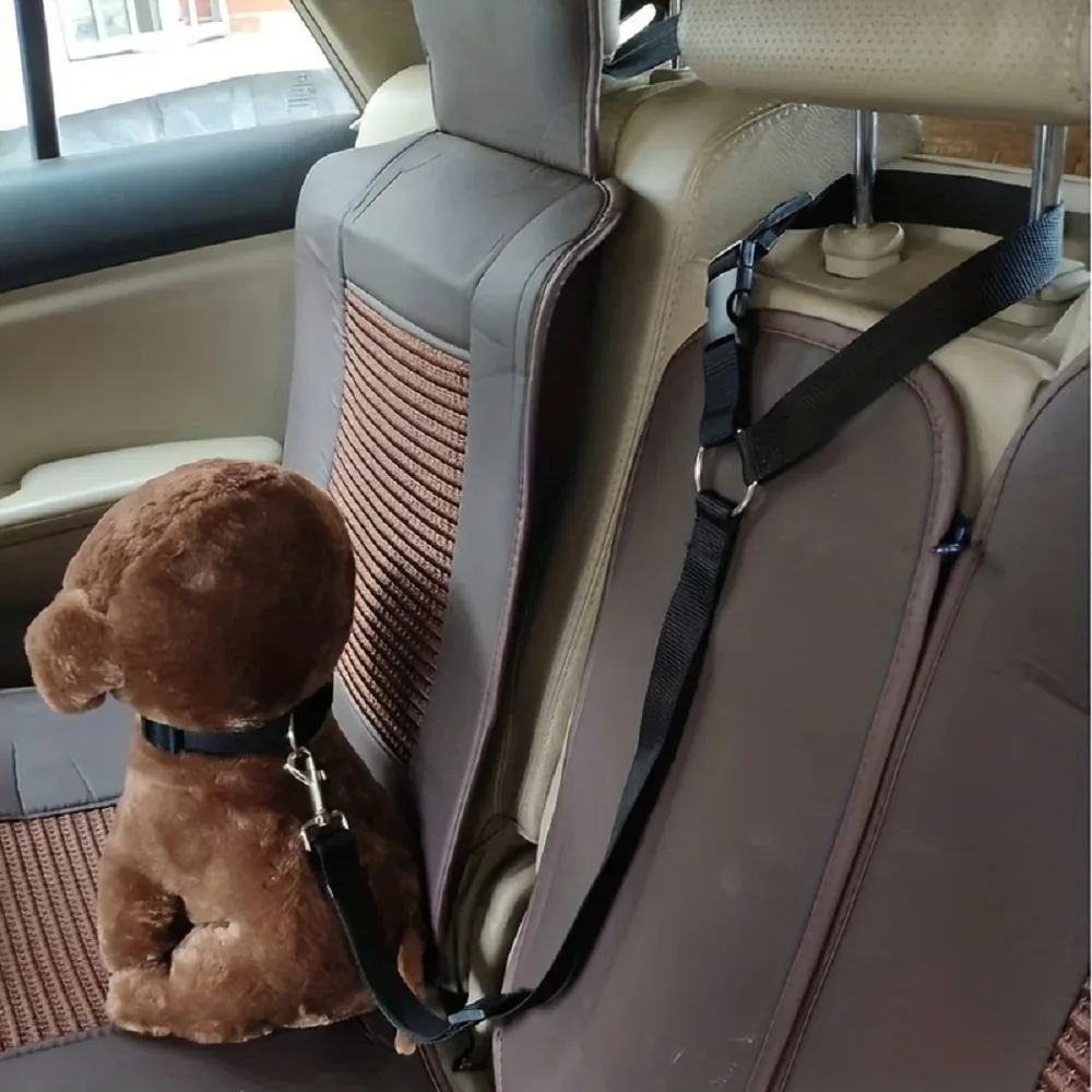 Pet Car Seat Belt Nylon Lead Leash Backseat Safety Belt 40-55cm Adjustable Dogs Harness Collar Pet Accessories Black Purple Red