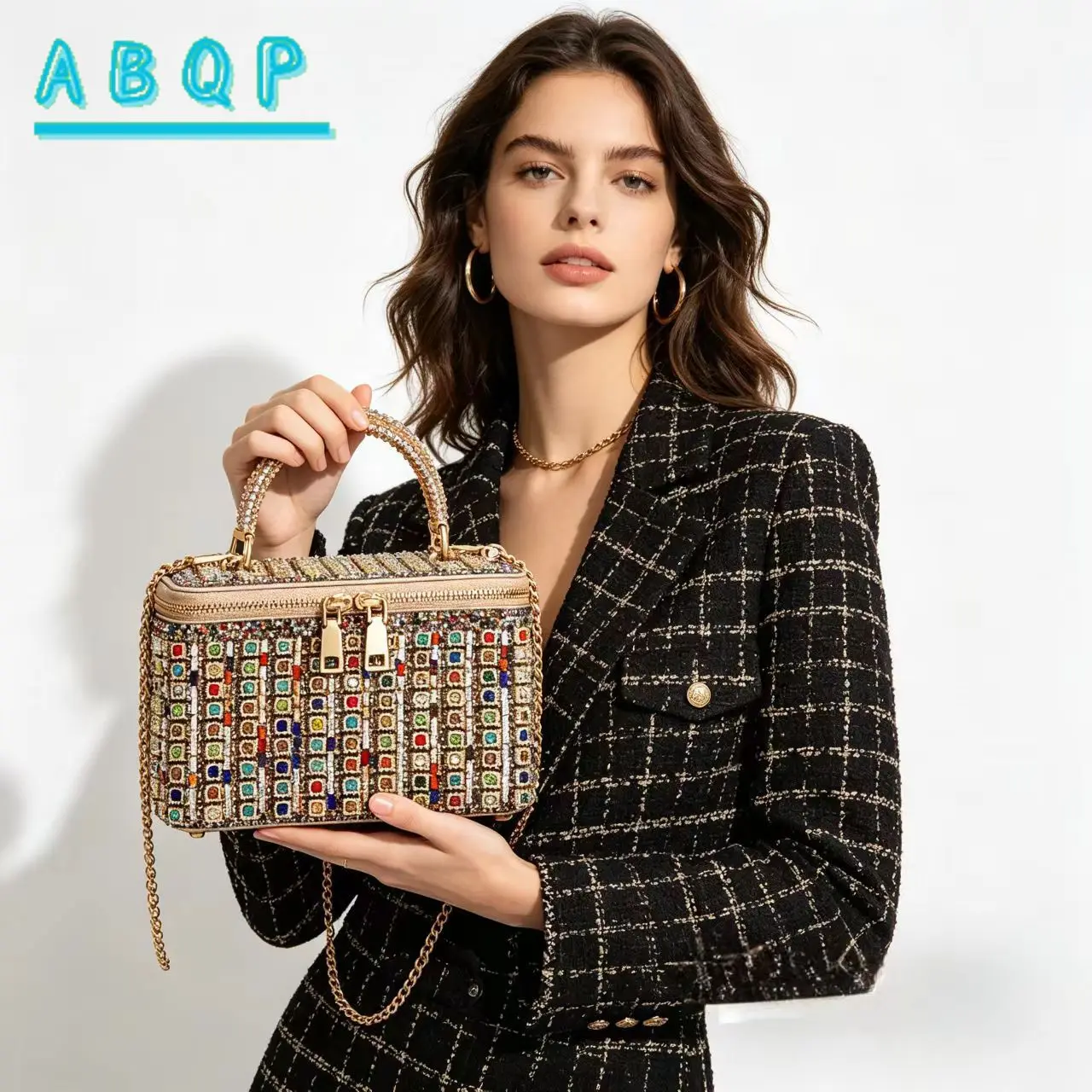 Dinner Women's Bag with Diamonds Shiny Dinner Party Women's Handbag Luxury Brand Fashion Diamond-encrusted Women's Shoulder Bag