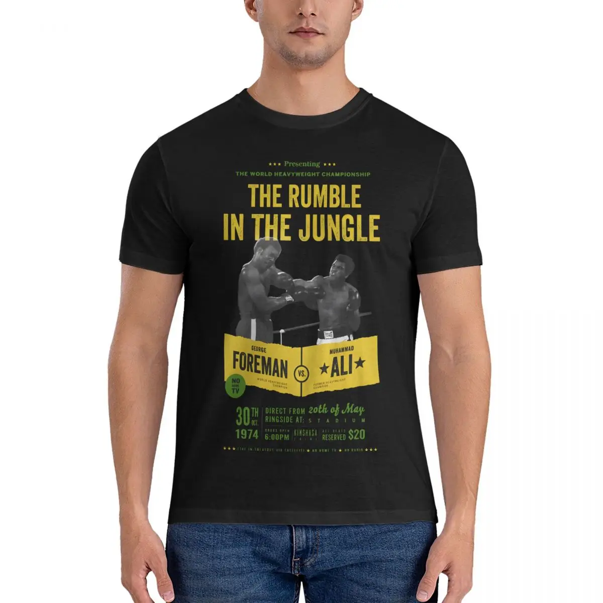 Men T-Shirts Vs Foreman Rumble In The Jungle Fashion 100% Cotton Tees Short Sleeve ALI T Shirt O Neck Clothes Printed