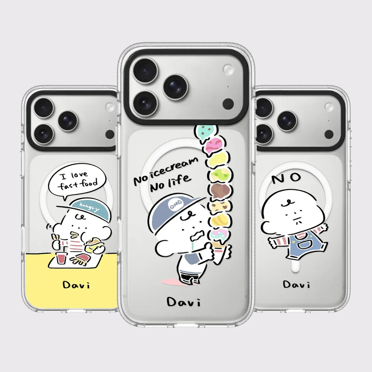 

No Icecream No Life Acrylic White Border Magnetic Cover for IPhone 12 13 14 15 16 17 Pro Max Case for IPhone 17 Air