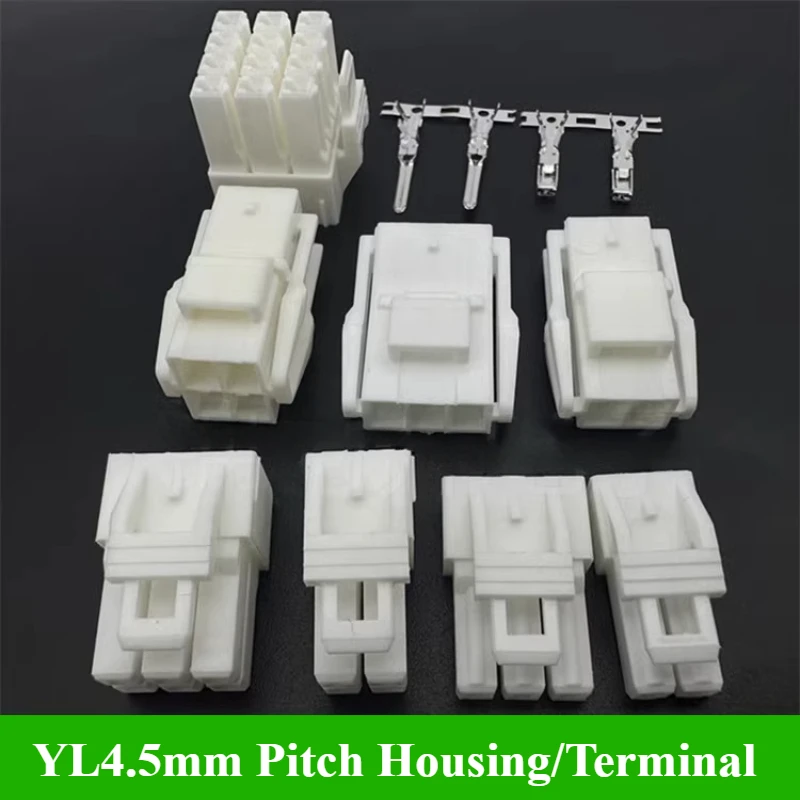 

5-100Pcs YL4.5mm Pitch Housing Male Female 2P/3P/4P/6P/8P/9P/12P Mid-air Plug-in Car Connection YL4.5 male/female Terminal reed