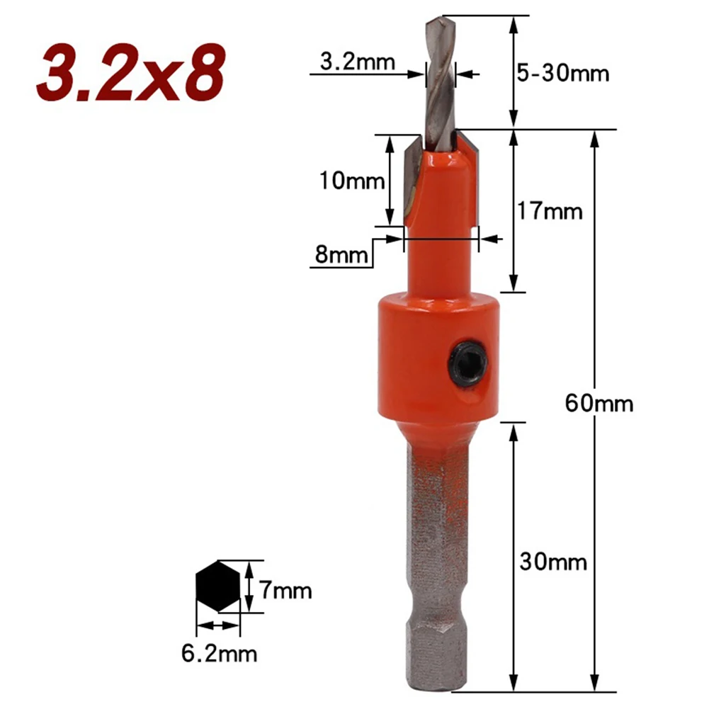 1pc Holz Hex Schaft Senker Bohrer Salat Bohrer Schritt Bohrer HCS Senker Cutter Schraube Loch Bohrer