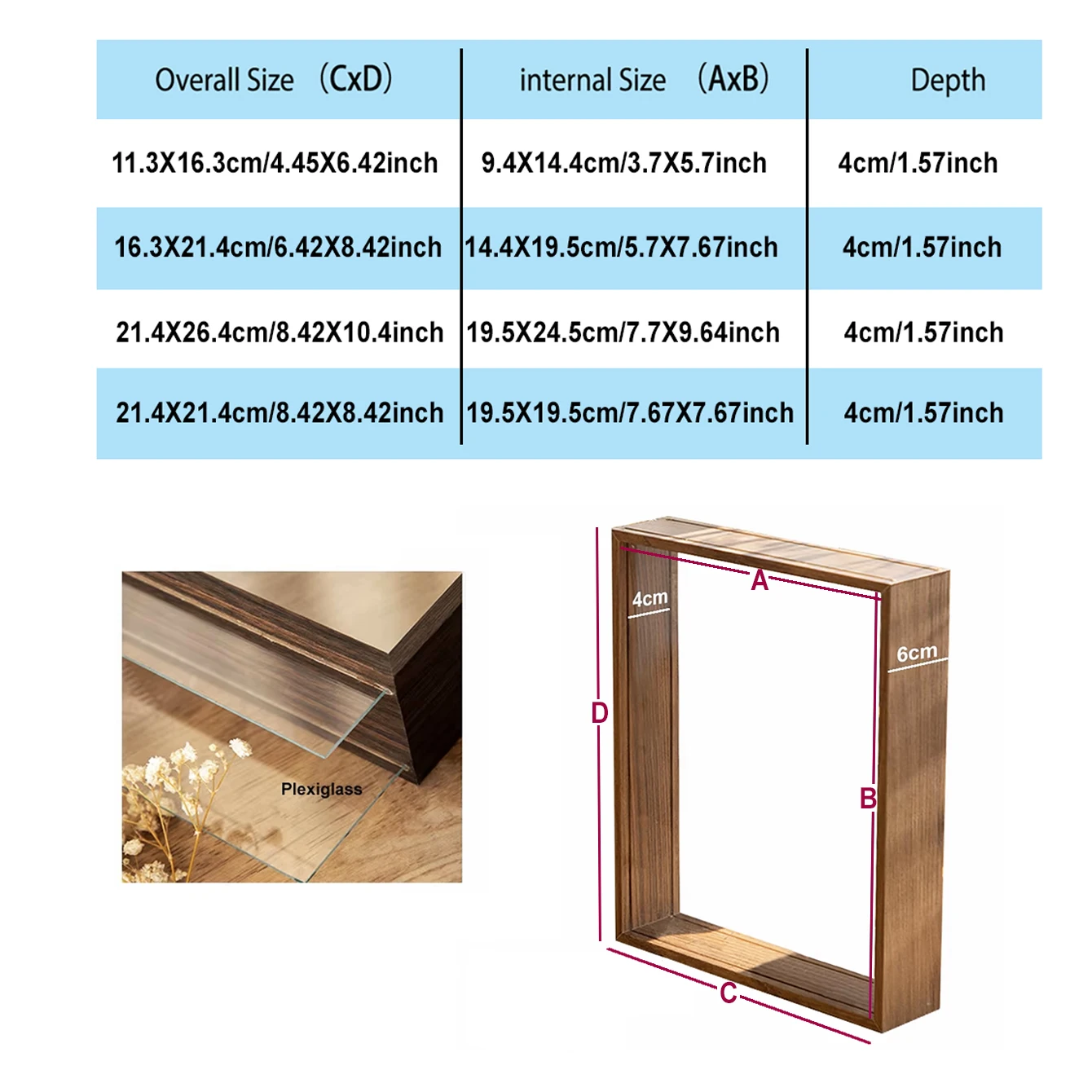 Clear Acrylic Double-Sided Shadow Box Frame