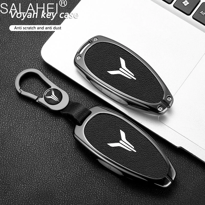 Zinc Alloy Leather Car Smart Remote Key Fob Case Cover Shell Bag For Voyah Free I-Land Dreamer 2021-2023 Protection Accessories