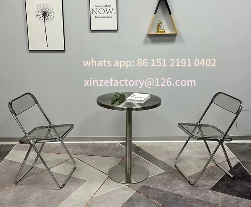 맞춤형 라이트 럭셔리 투명 접이식 의자 아크릴 패션 인터넷 인기 사진 촬영 메이크업 의자 심플 가정용