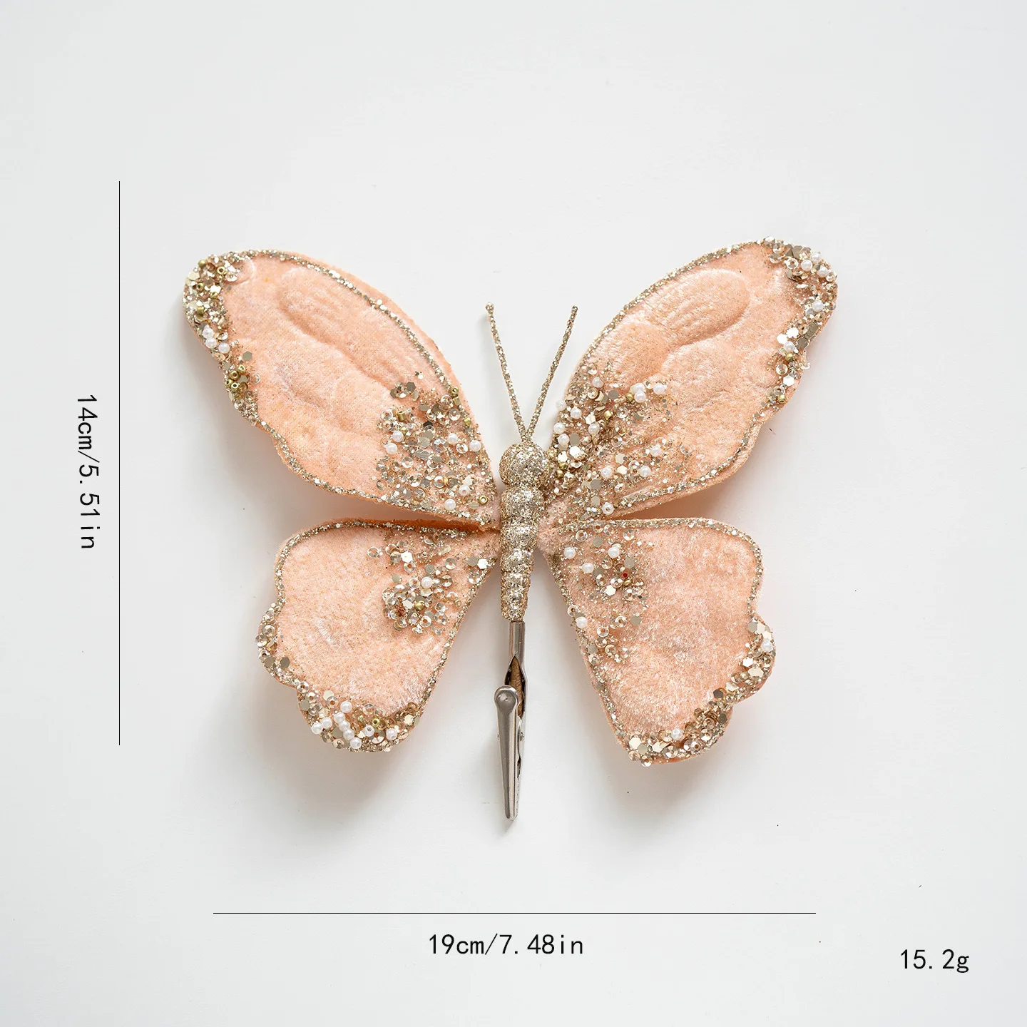

1pc Christmas Decoration High-end Cloth Simulation Butterfly Christmas Floral Accessories Christmas Tree Decoration Arrangement