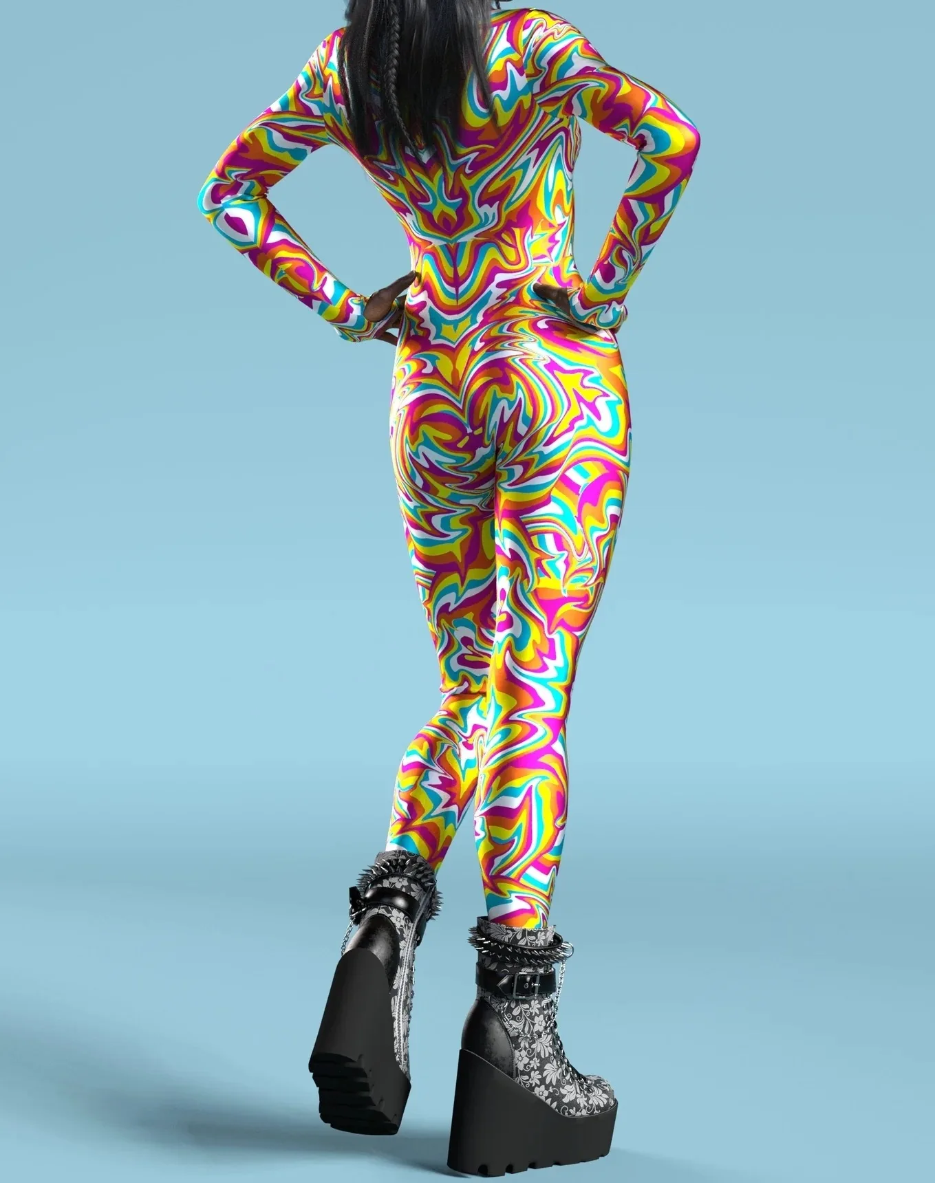 Bunter Regenbogen Abstrakte Geometrie Aerial Yoga Anzug Damen Enger Jumpsuit Karneval Urlaub Party Cosplay Kostüme Ausgefallener Bodysuit – Detail 24