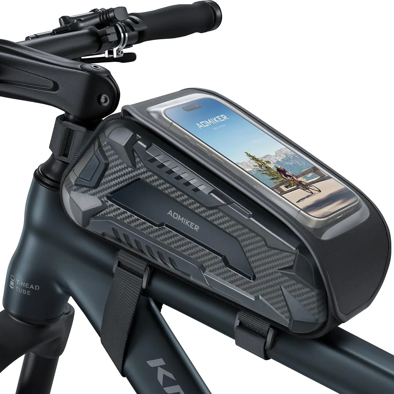 

Waterproof Bike Frame Bag 1.6L, Quick Zipper, Phone Mount Holder for Bikes up to 7'