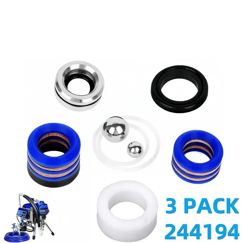 244194 Pump Repair Packing Kit For Graco Airless Paint Sprayer 210 230 295 390 395 490 495 595 3400(9 Pack)-AT36
