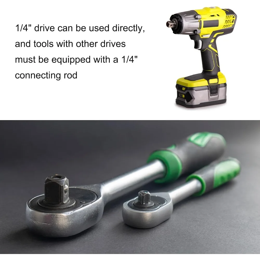 1/4 Zoll H2-H10 Sechskant-Steckschlüsselsatz 1/4 Zoll Vierkantantrieb Metrischer S2 & CR-V Stahl Steckschlüssel Ratschenschlüssel Bits Handwerkzeuge – Detail 9