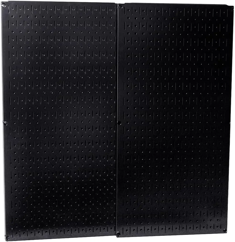 Wall Control 30-P-3232B Zwart metalen pegboard-pakket - (2) 32" hoog x 16" breed zwarte pegboards