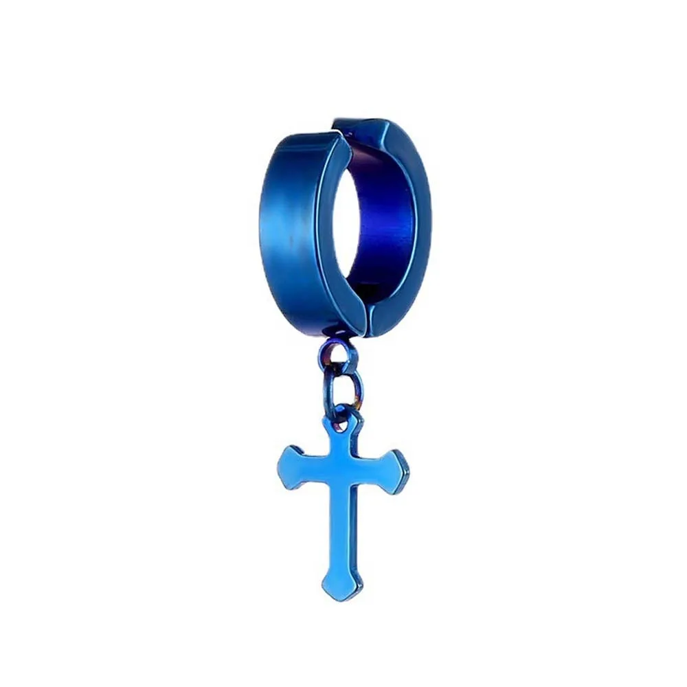 No Ear Hole Steel Cross Earrings Gift Accessories Stainless Steel Steel Ear Bone Clip Cross Drop Earrings Punk Men Earrings