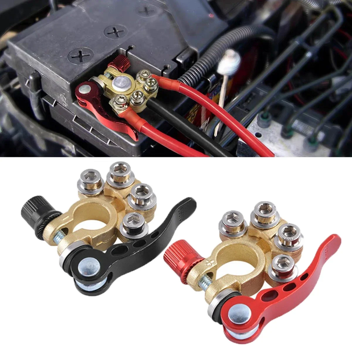 

1 Pair 12V 24V Car Battery Terminals Quick Disconnect Auto Cables Connectors Wire Cable Shut-Off Connectors Auto Accessories