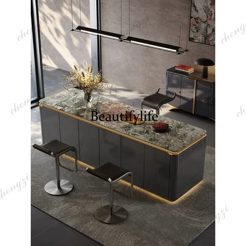 A73 rock slab mid-island integrated open kitchen partition bar premium island table combination