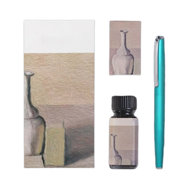 ปากกาหมึกซึมโลหะพร้อมตลับหมึก 4 ตลับและหมึก ตัวดูดซับหมึกแบบเติมลูกสูบ Y9RF