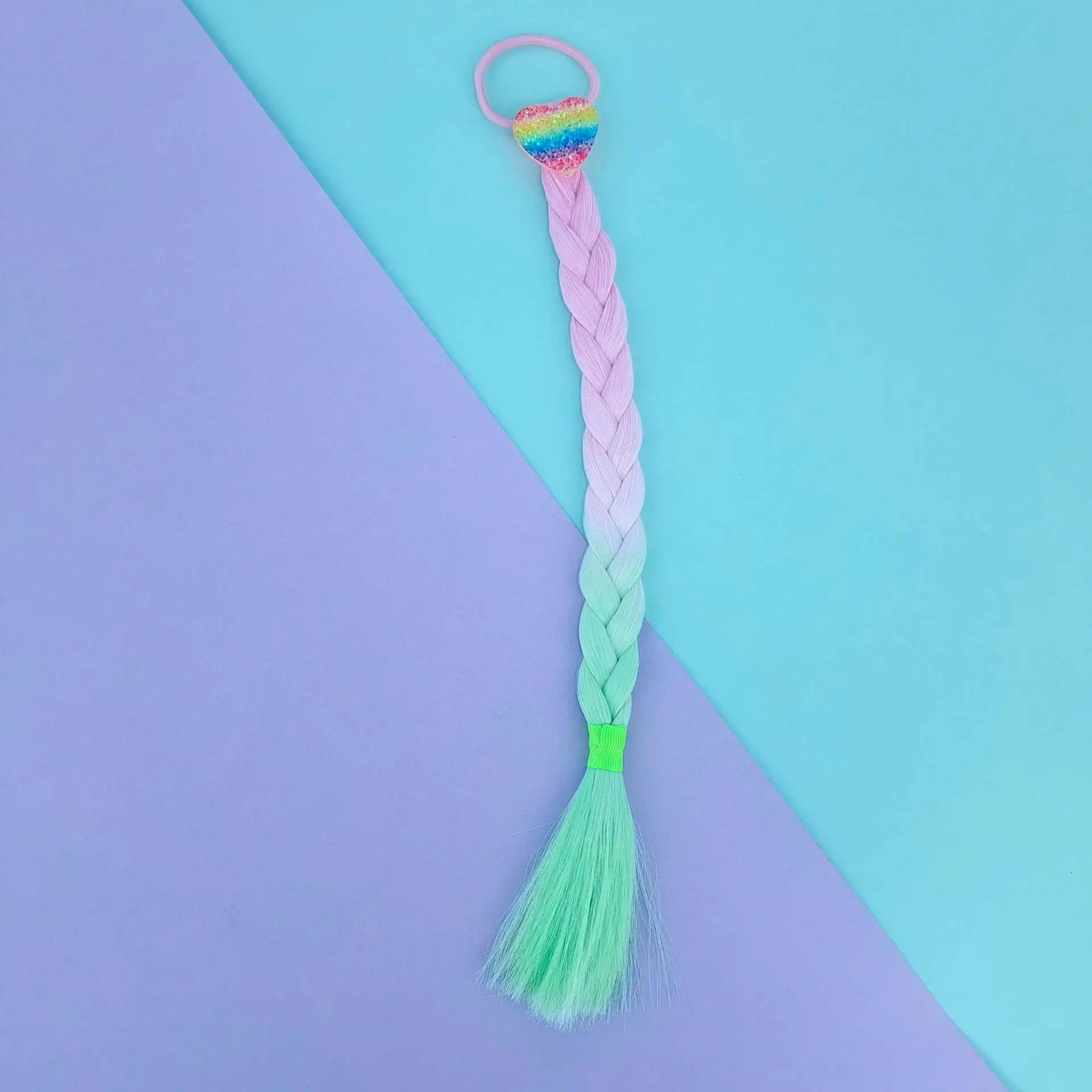 

New wig Fried Dough Twists braid children's hair decorated with rainbow scallion skin peach heart children's hair ring Korean pr