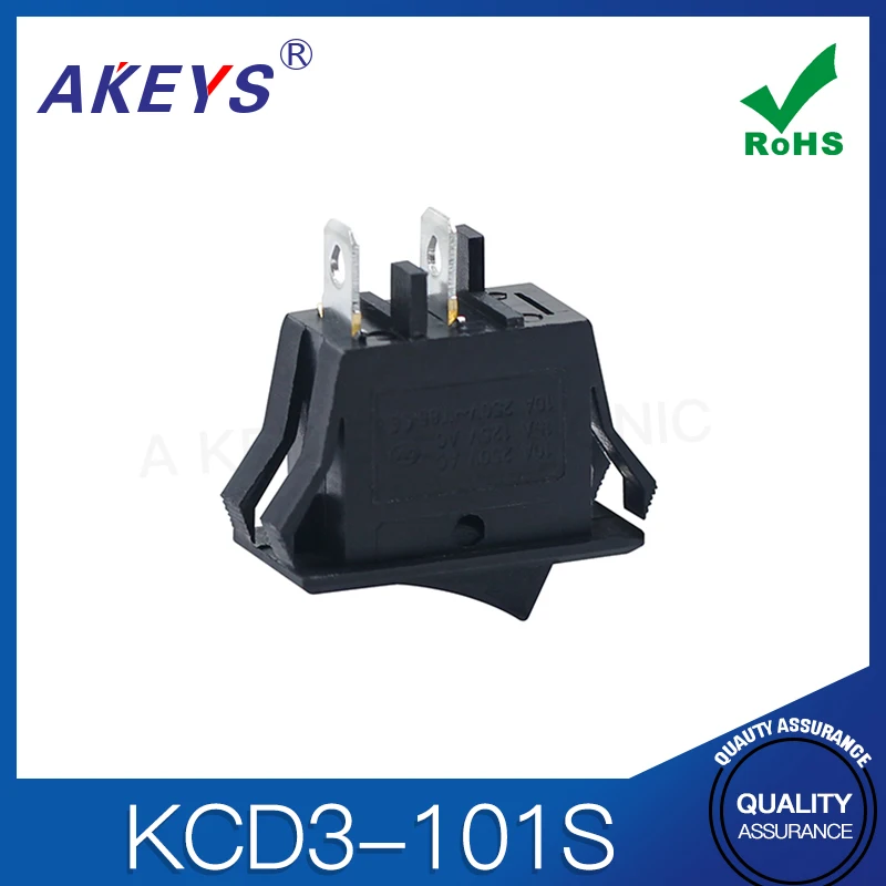 5pcs KCD3-101S Ship Type Switch 2-pin 2-gear black rocker switch double button frying pan power start switch