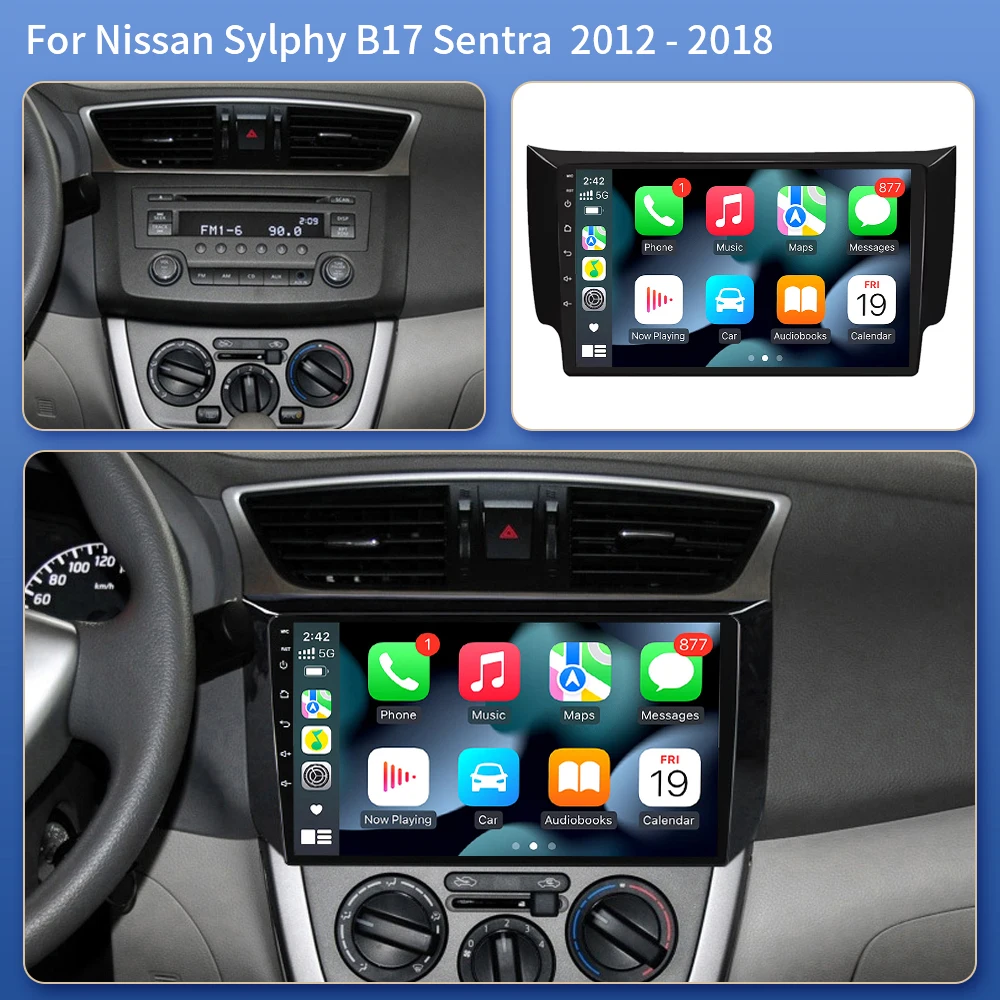 Android 16 Auto For Nissan Sylphy B17 Sentra 12 2013 2014 2015 2016 2017 2018 Carplay Car Radio BT DSP Touch Screen 5G Wifi GPS