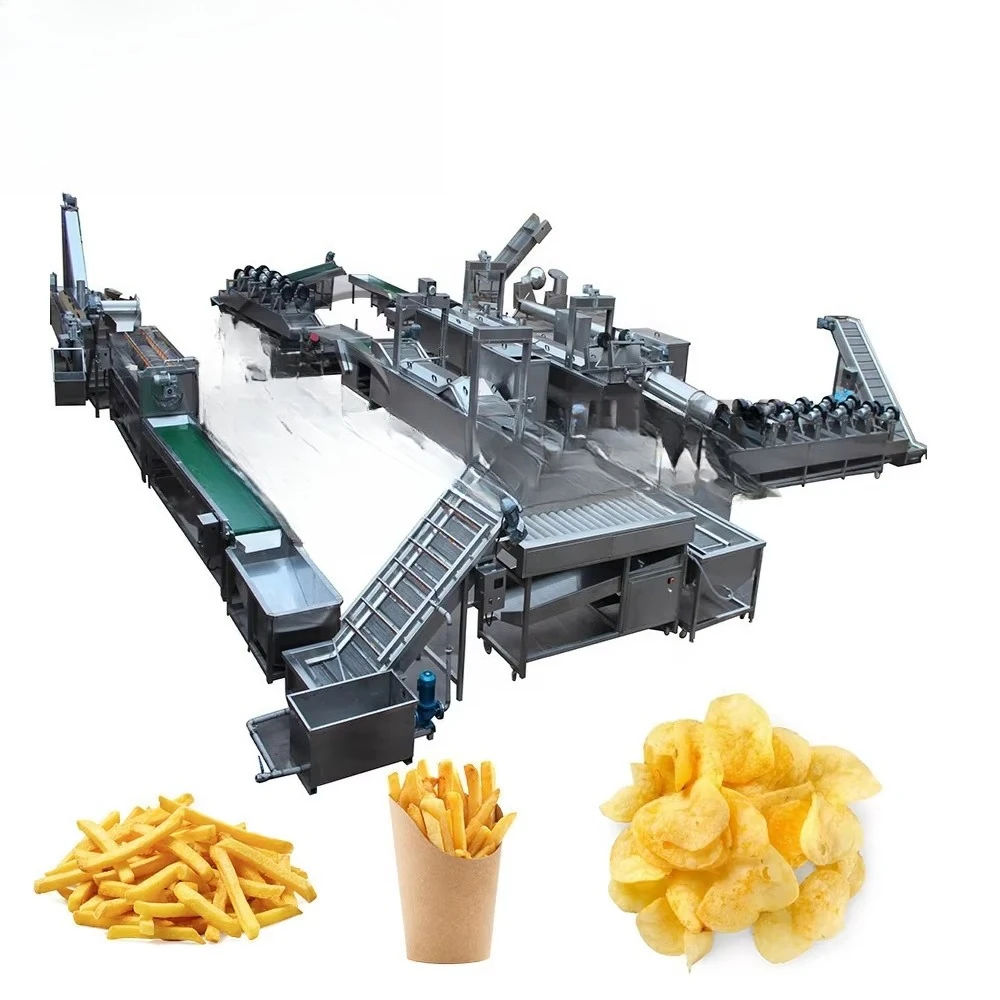 FL 1000kg/h Fully Automatic Industrial Frozen French Fries Production Line Cassava Fresh Finger Potato Chips Making Machine