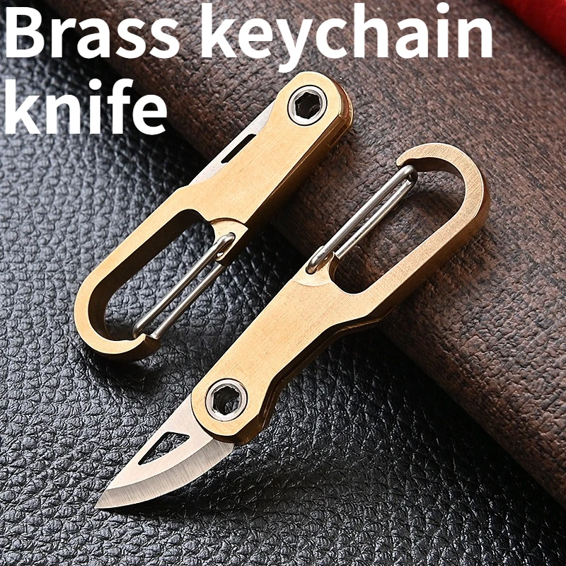 

New Brass Keychain Sharp Self-defense Knife Portable Unboxing Tool Keychain Pendant Multifunctional EDC Tool