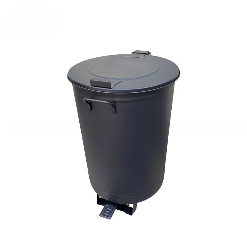 Stainless steel trash can Round pedal with lid Factory commercial kitchen Industrial medical pulley Large capacity trash can